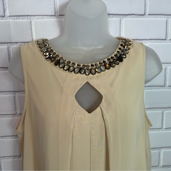 CB Elegant Cream Sleeveless midi Dress/size 10 - Picture 3 of 10